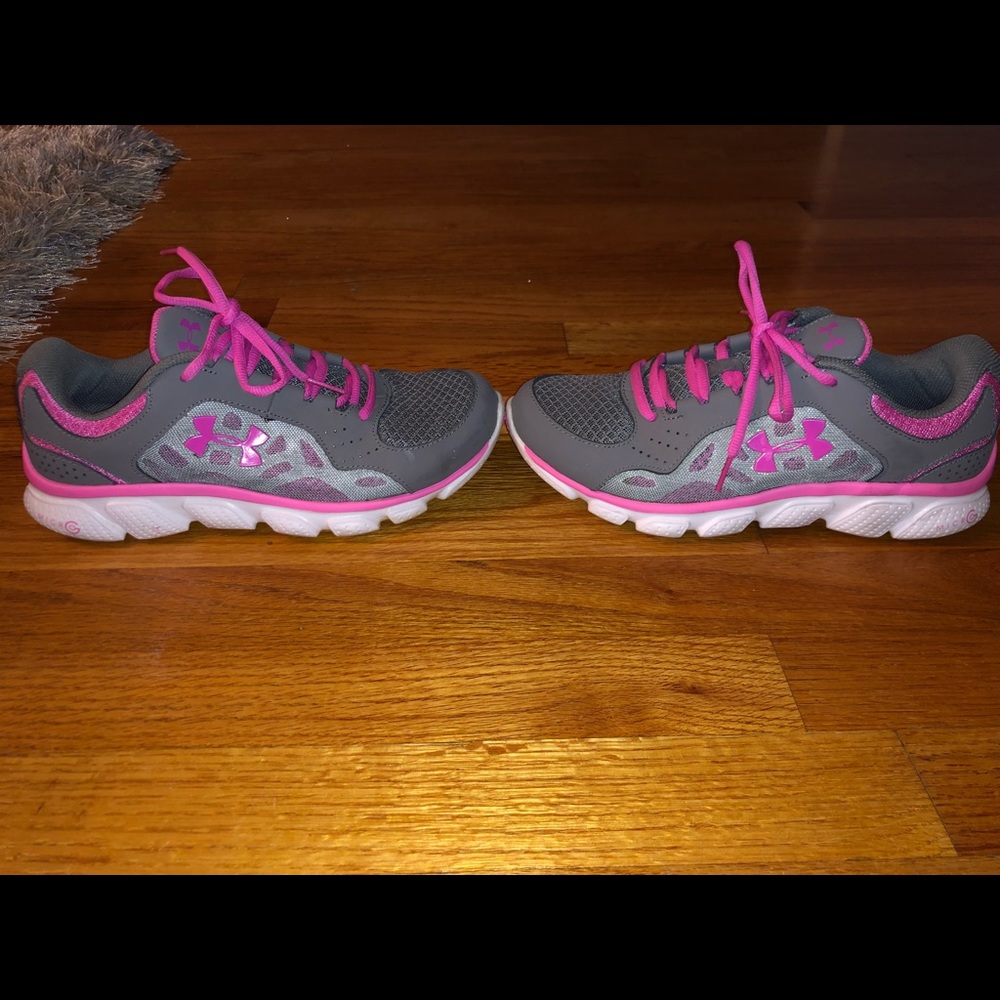 Pink and Grey Under Armour sneakers